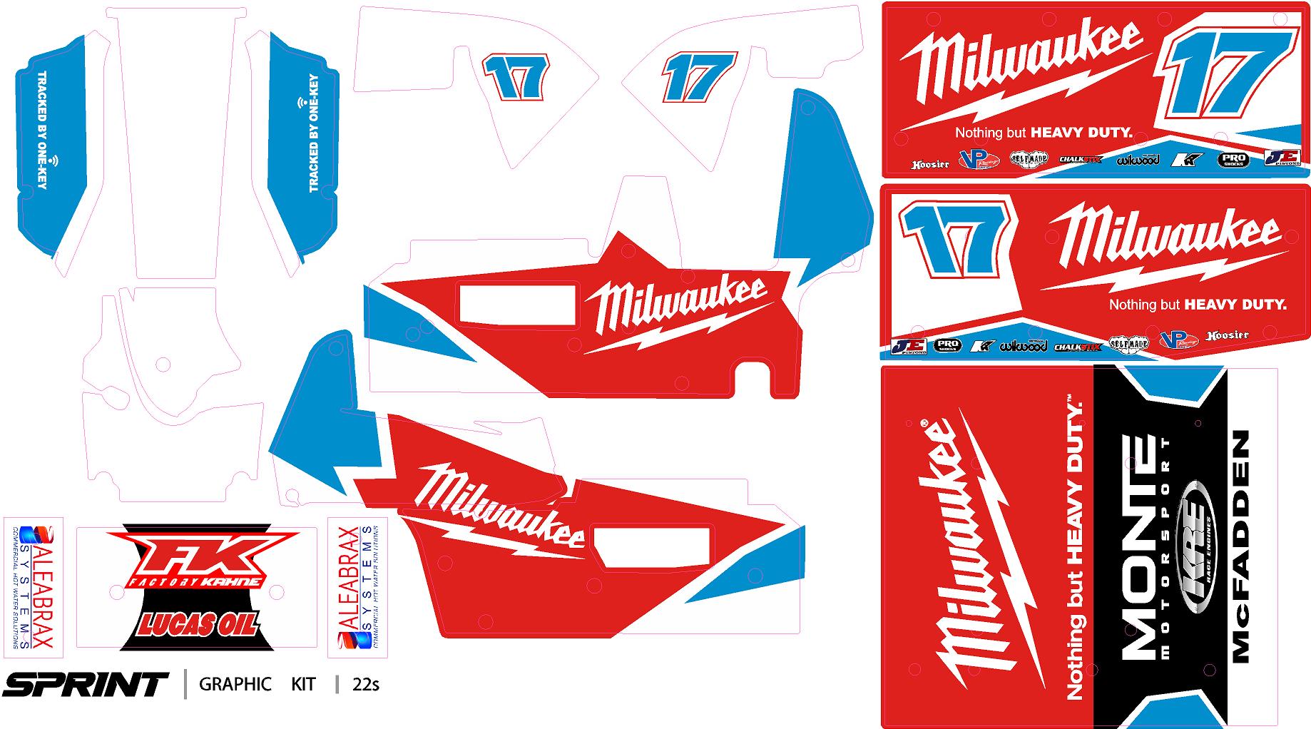 McFadden 17 milwaukee red blue losi sprint car wrap